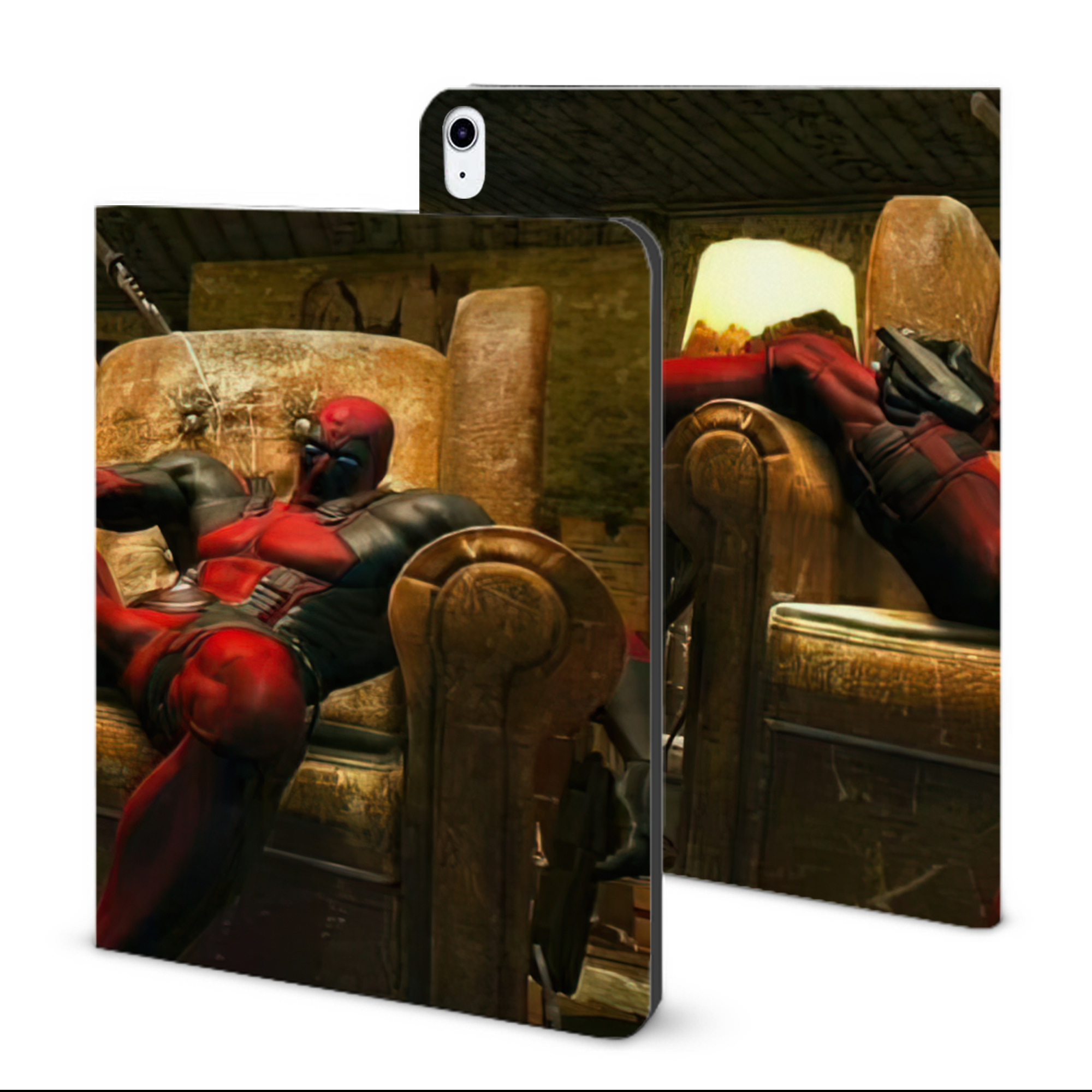 （画像用） Deadpool デッドプール IPad ケース ブック型 PUレザー TPU 耐衝撃 軽量 薄型 ペン収納なし 全面保護 IPad 各モデル対応